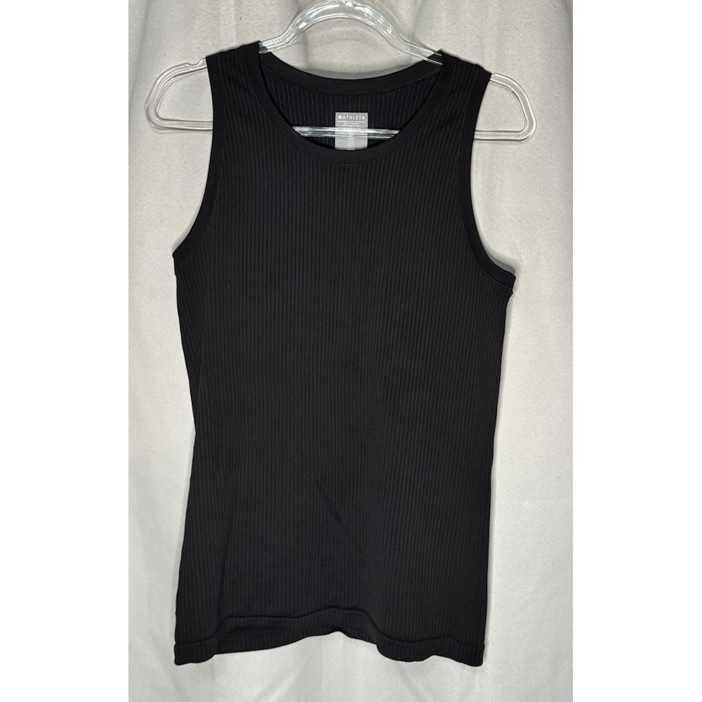 Athleta Athletic Black Ribbed Tank Top Crew Neck  Sz XL